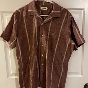 Taylor Stitch Red Striped Short Sleeve Shirt